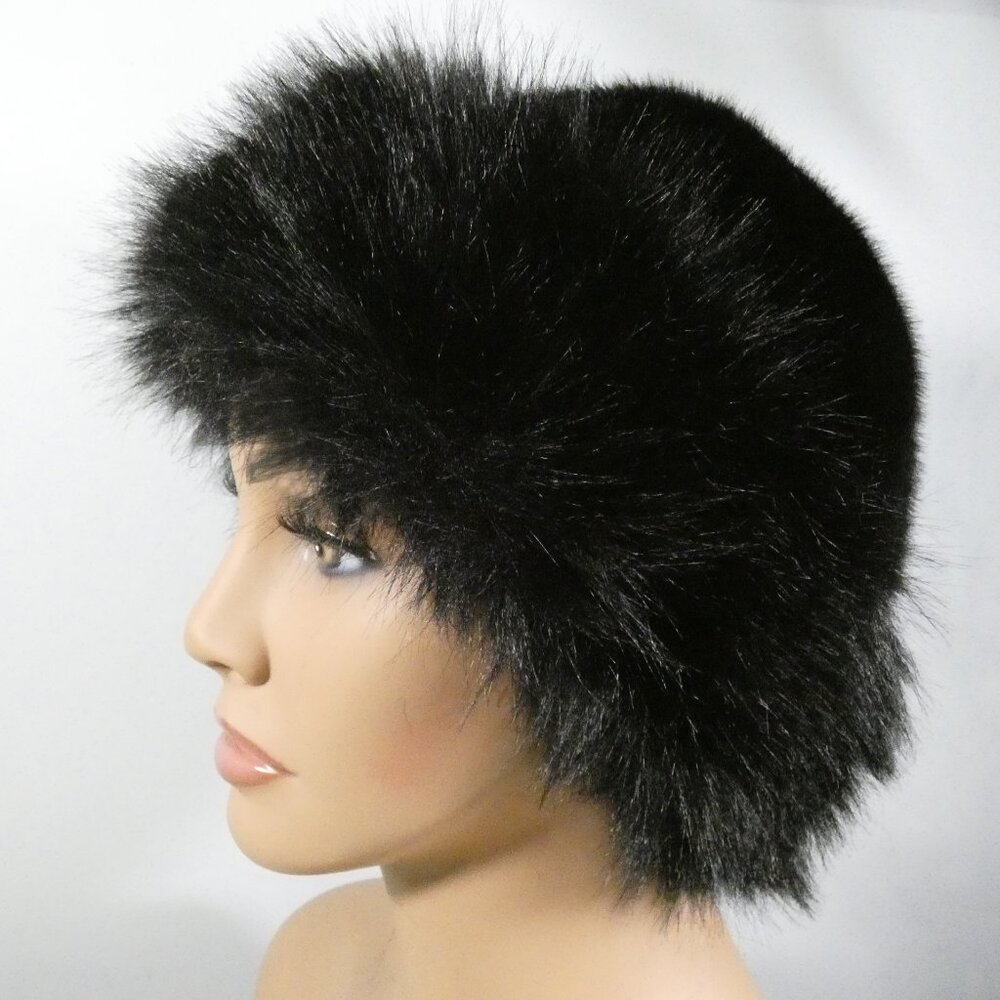 Elegant! Fabuloubs Fashionable Faux Fur Black Warm Hat